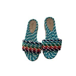 Schutz Multicolor Rope Slide Sandals Woven Platform Flat Sandals Women’s Size 6B